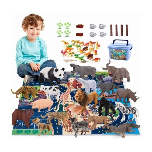 Juguetes Para Niños, Juguetes De Animales Con Mapas 60 Pzs