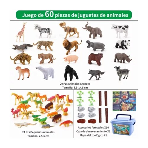 Juguetes Para Niños, Juguetes De Animales Con Mapas 60 Pzs