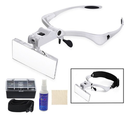 Lentes Lupa Luz Led Para Extensión De Pestañas microblading blanco