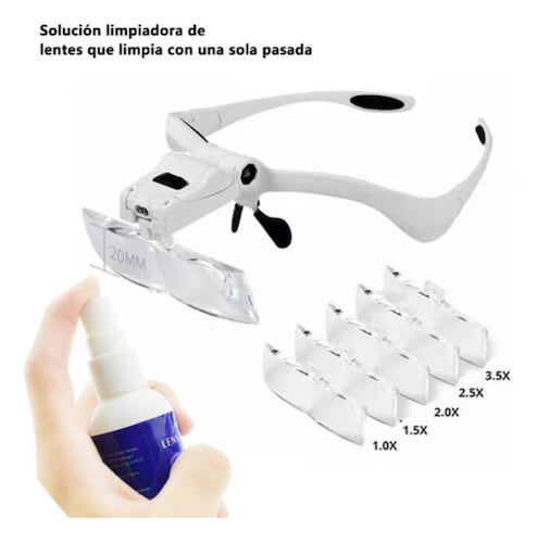 Lentes Lupa Luz Led Para Extensión De Pestañas microblading blanco