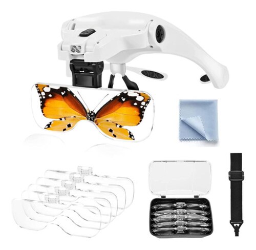 Lentes Lupa Luz Led Para Microblading, Pestañas, Manicura negro