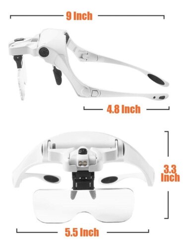 Lentes Lupa Luz Led Para Microblading, Pestañas, Manicura negro