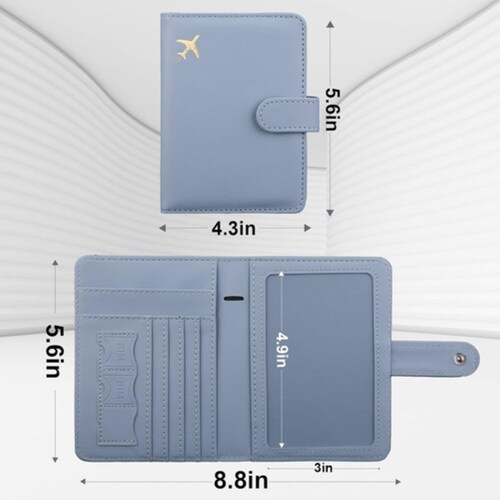 Porta Pasaporte Familiar , Documentos Funda Protectora Viaje Celeste