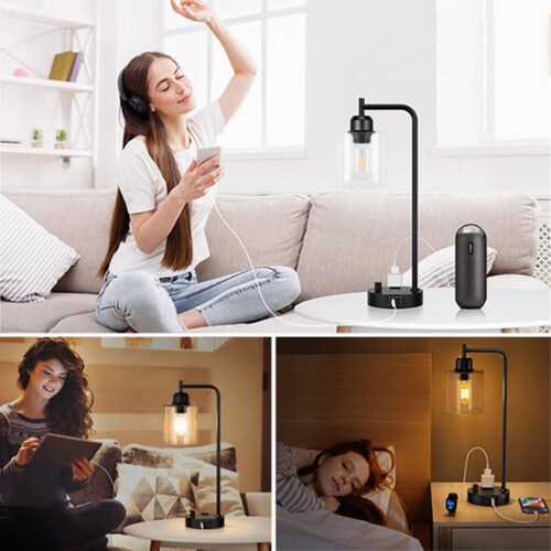 Lámpara De Buró Escritorio Mesa Led Luz De Noche Regulable negro