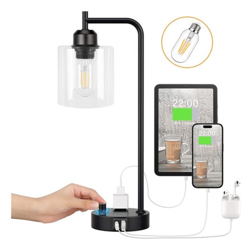 Lámpara De Buró Escritorio Mesa Led Luz De Noche Regulable negro