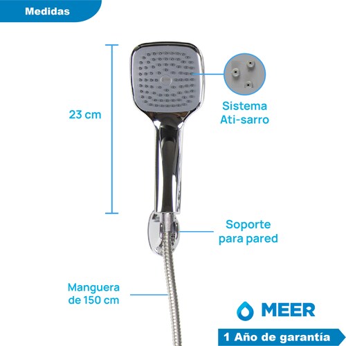 CNX Set de Regadera Fija y de Teléfono Incluye Manguera y Tubo.