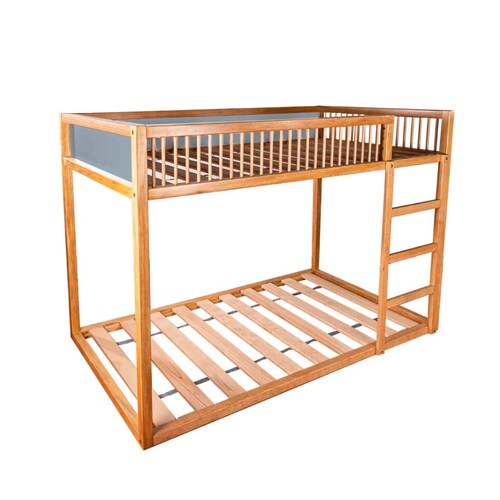 Litera de madera con barandal y colchón | niños y niñas