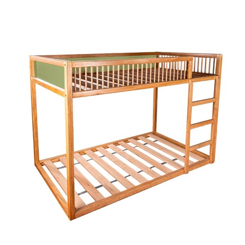 Litera de madera con barandal y colchón | niños y niñas