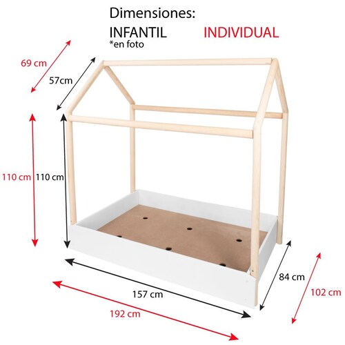 Cama Montessori de madera y colchon incluido | forma de Casa Duduk