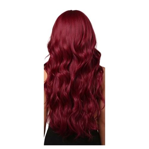 Peluca Rojo Para Mujer Larga Ondulada Flequillos Natural ROJO VINO