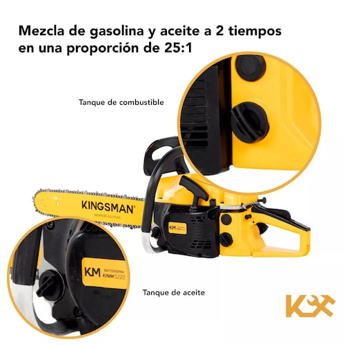 Motosierra A Gasolina 52 Cc Longitud 20 In 2.5 Hp 2.2 Kw Amarillo