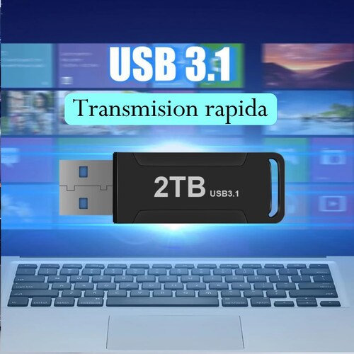 Memoria pendrive USB 3.1 alta velocidad unidad Flash 2TB metalica negro portátil pc lap mac cel