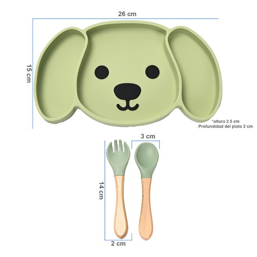 Plato para Bebé con Divisiones, Plato hondo y Cubiertos
