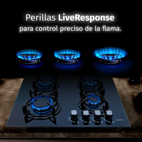 Parrilla A Gas Empotrar KAYSER Supra 4 Quemadores Cristal Templado.