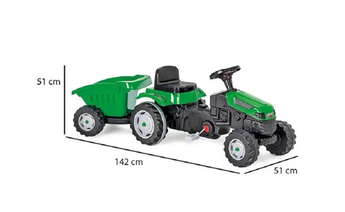 Tractor montable electrico con remolque verde