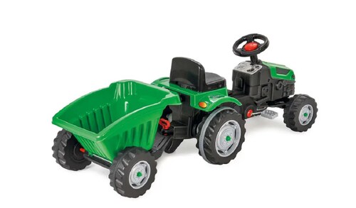 Tractor montable electrico con remolque verde