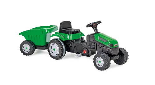 Tractor montable electrico con remolque verde
