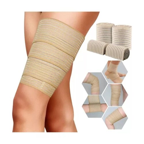 Rodillera Elastica Vendas 2 Par Bandas Deportiva Rodilla Gym beige