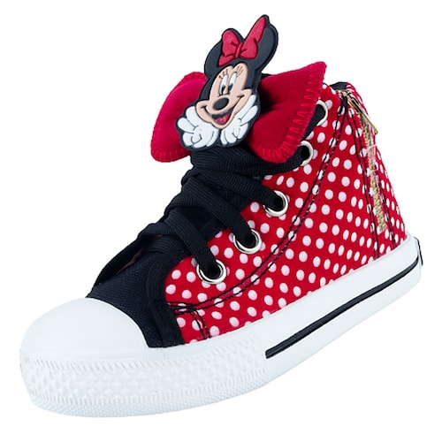 Tenis Niña Bota Lona Minie Ratoncita Moños Casuales Moda 1001-rlm Rojo.