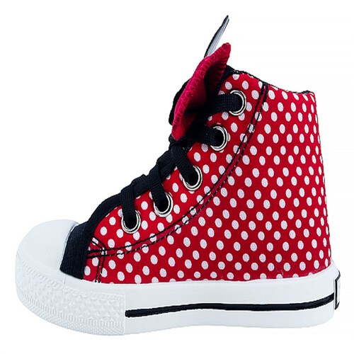 Tenis Niña Bota Lona Minie Ratoncita Moños Casuales Moda 1001-rlm Rojo.