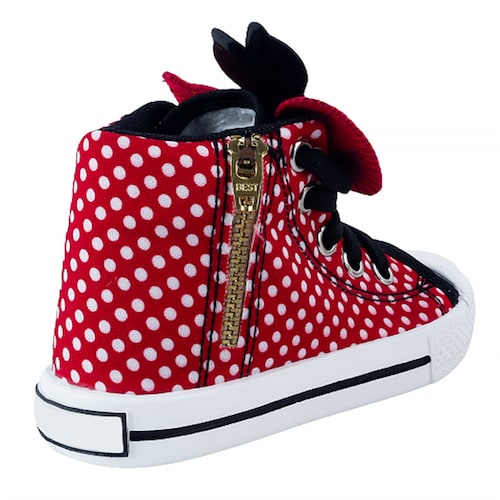Tenis Niña Bota Lona Minie Ratoncita Moños Casuales Moda 1001-rlm Rojo.