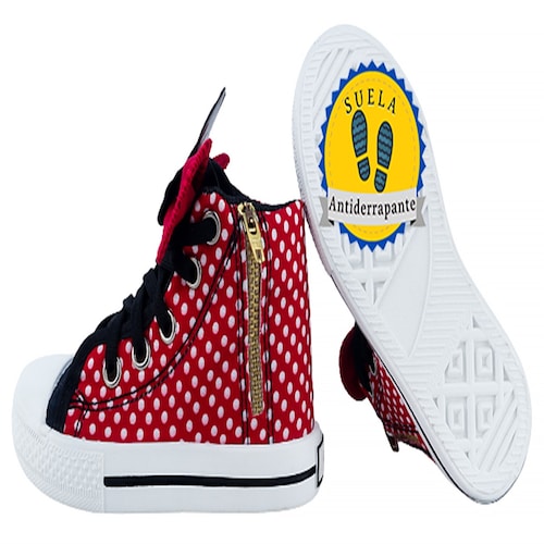Tenis Niña Bota Lona Minie Ratoncita Moños Casuales Moda 1001-rlm Rojo.