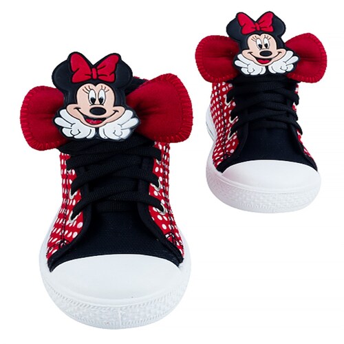 Tenis Niña Bota Lona Minie Ratoncita Moños Casuales Moda 1001-rlm Rojo.