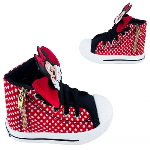 Tenis Niña Bota Lona Minie Ratoncita Moños Casuales Moda 1001-rlm Rojo.