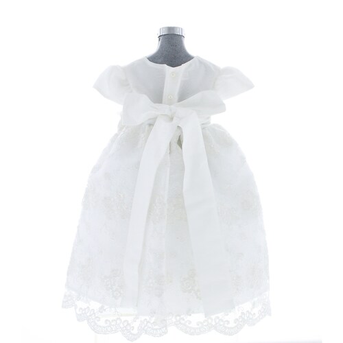 Vestido Para Bautizo Niña color Hueso 3551 0 A 2 Años.