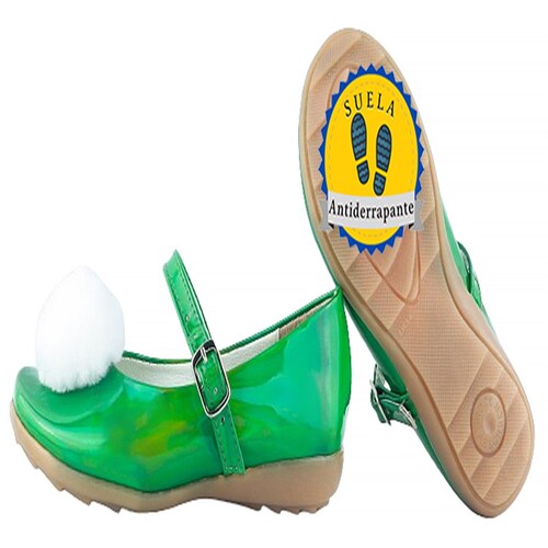 Zapato Niñas Campanita Zapatillas Princesas 07-VC Verde Tornasol.