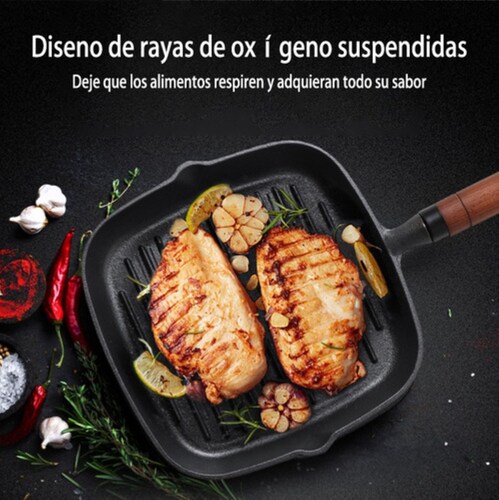 Sartén De Hierro Fundido Para Filetes Sartén Rayada negro/marron 