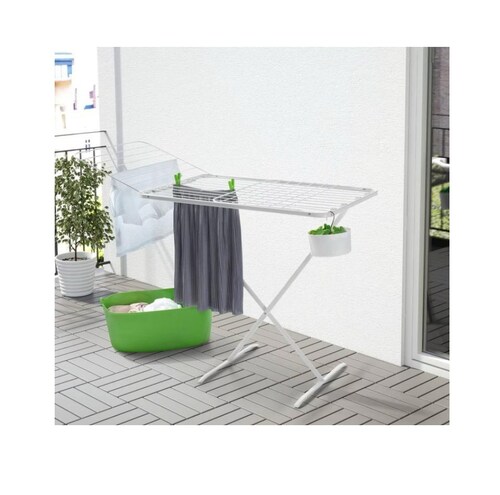 Tendedero de Piso Plegable Abatible de 3 cuerpos con Alas Acero con Pintura Inoxidable Blanca
