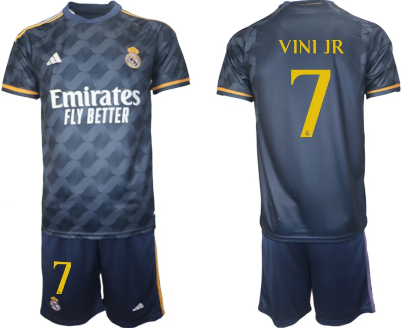 Jersey Real Madrid 2023 2024 Visita Azul Marino Vini Junior 7 Talla L