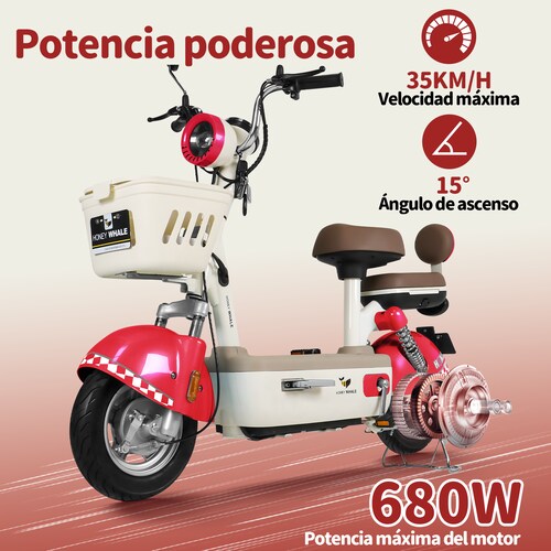 Motobici Eléctrica Honey Whale U4S Rojo.