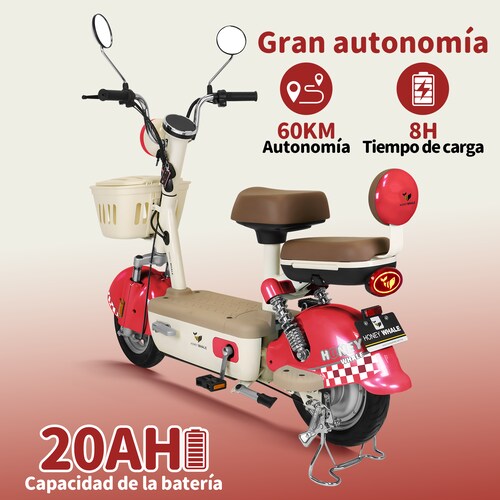 Motobici Eléctrica Honey Whale U4S Rojo.