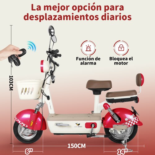 Motobici Eléctrica Honey Whale U4S Rojo.