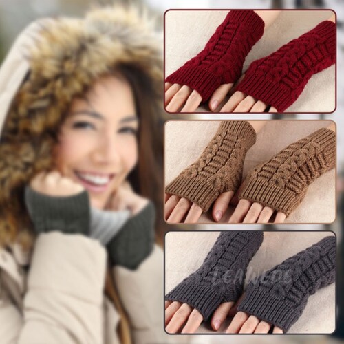 4 Par Guantes Sin Dedos Mujer NEGRO/GRIS/CAFE/ROJO