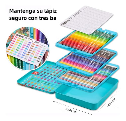 Set 72 Lápices Dibujo Colores Y Estuche Profesional Artista AZUL