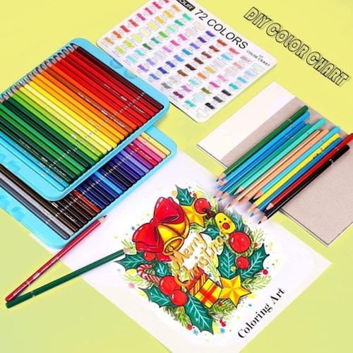 Set 72 Lápices Dibujo Colores Y Estuche Profesional Artista AZUL