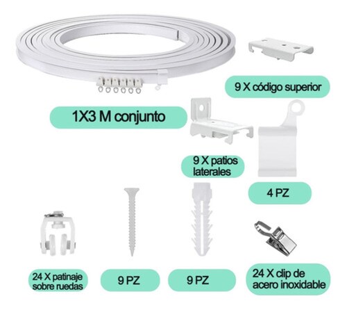 Silenciosos Riel De Cortina De Techo Flexible Montaje Curvo NEGRO