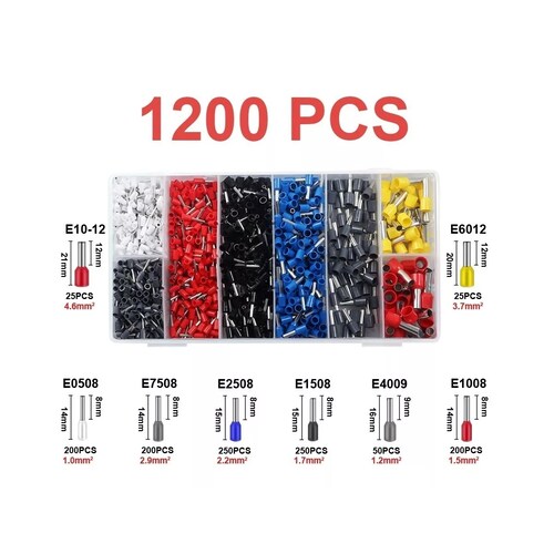 Set Pinza Ponchadora De Terminales Pinzas Pelacables +1200 Pcs Negro/Rojo