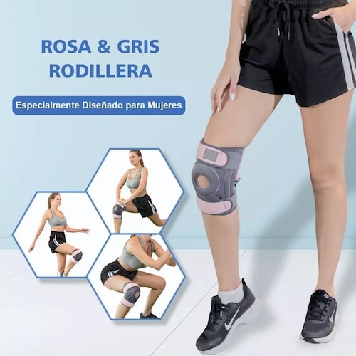 Rodilleras Deportivas De Compresión Elástica Mujer Para Gym Rosa