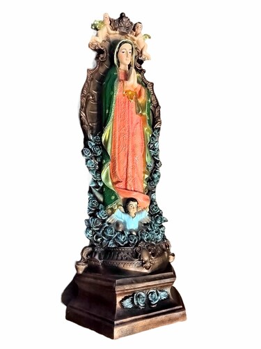 Virgen De Guadalupe Con Angeles Y Adornos 67cm