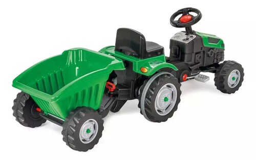 Tractor montable electrico con remolque verde