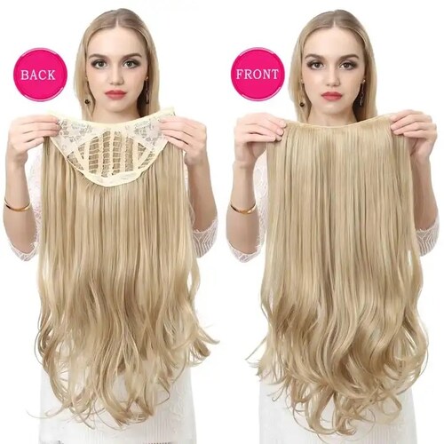Extensiones De Cabello En U Media Peluca Con Clips Marca SARLA 24" NEGRO