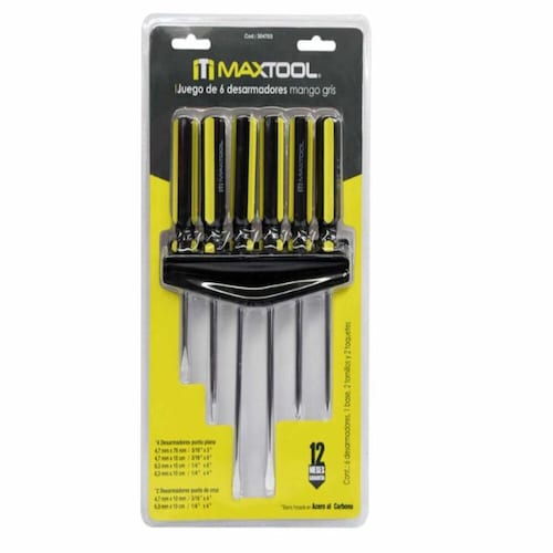 Juego De 6 Desarmadores Con Base Maxtool Acero 