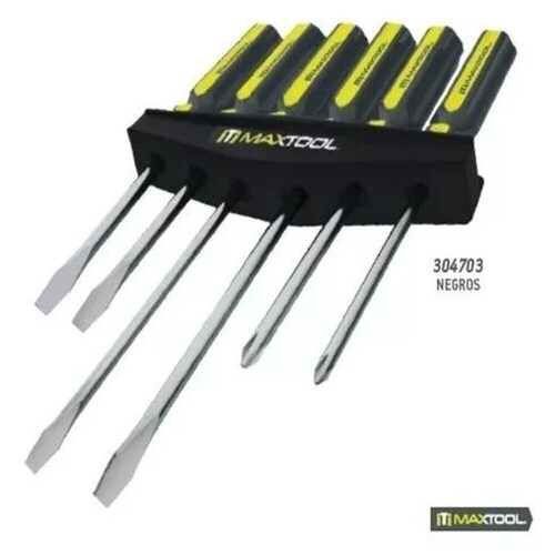 Juego De 6 Desarmadores Con Base Maxtool Acero 