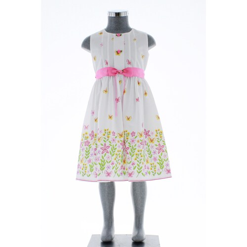 Vestido Niña Blanco Mariposas 1 a 8 años 3574.
