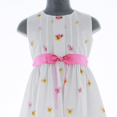 Vestido Niña Blanco Mariposas 1 a 8 años 3574.