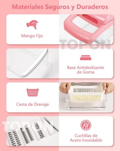 Ralladores Verdura Fruta Picador Cortador Cocina Topon 14pcs ROSA